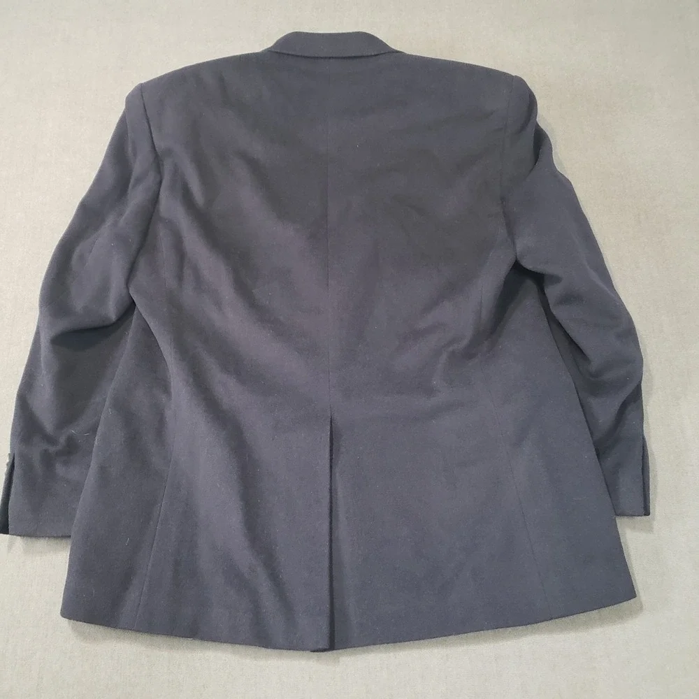 Chaps Solid Navy Blue Wool/Silk/Cashmere Blend Two Button Blazer‎ Size: 44R